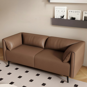Juego de Sofás Segmentados de Cuero Marrón Nórdico, Apto para Apartamentos Pequeños, Sofás Dobles Rectangulares, Rellenos de Esponja, Sofás de Ocio para Hoteles - Product Image 6
