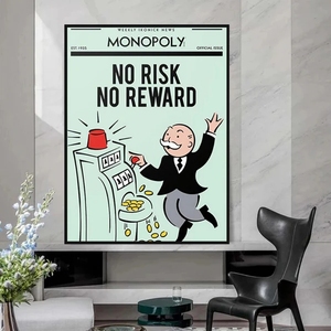 Quadro su Tela Graffiti Monopoly No Risk No Reward <span class=keywords><strong>Poster</strong></span> e Stampe Arte Murale per Soggiorno Camera <span class=keywords><strong>da</strong></span> <span class=keywords><strong>Letto</strong></span> Decorazione Casa - Product Image 2