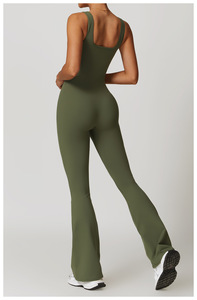 Mono Deportivo de Cintura Alta para Mujer, Transpirable, de Secado Rápido, Pantalones Acampanados, Mono de Yoga y Fitness, Corte Holgado Informal, Spandex, Nailon, Verano - Product Image 6