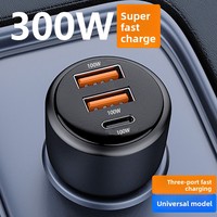 Adaptateur de charge rapide haute puissance 300W avec double USB QC 3.0 PD compatible avec les prises 12V/24V pour smartphones, tablettes, ordinateurs portables
