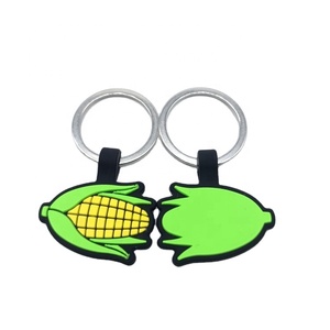 Oksilicone Custom Personalized Corn Design Cartoon Silicone Keychains Cute Small PVC Keychains Carabiners for Promotional Gifts