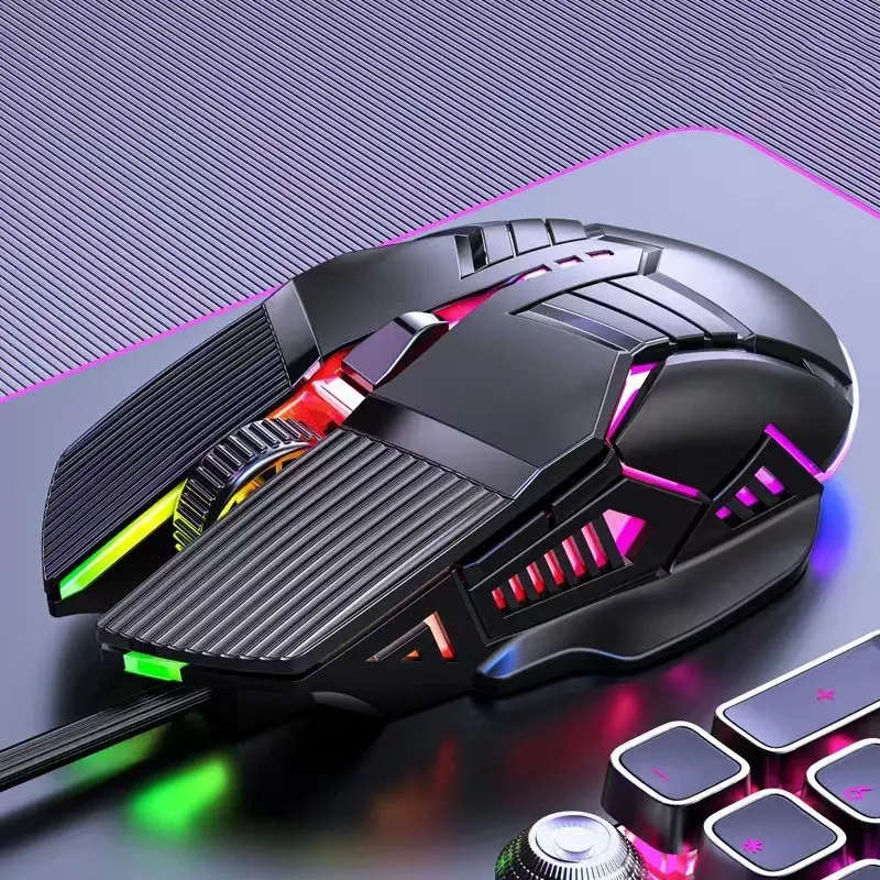 Mouse com fio 6D jogos de esportes eletrônicos emissores de luz mudo mouse rbg mouse pc computador