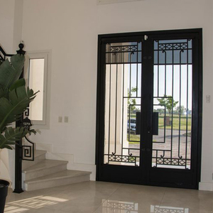 Portes d'entrée <span class=keywords><strong>en</strong></span> <span class=keywords><strong>fer</strong></span> <span class=keywords><strong>forgé</strong></span> pour appartement, design extérieur français moderne, dernières tendances, revêtement thermolaqué, double vitrage trempé, anti-effraction - Product Image 3