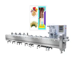 Mesin pengemasan bantal otomatis tipe aliran, mesin pembungkus kubus gula aliran Multi fungsi