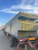 Panneau sandwich en laine de roche Qianshan pour l'isolation thermique et acoustique des murs et des toits, avec des plaques en acier revêtues de couleur