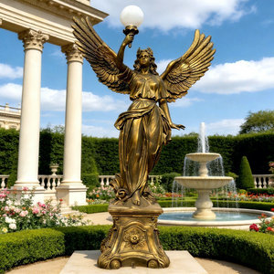 Estatuas de Ángeles Decorativas de Bronce para Exteriores, Estatuas Religiosas Femeninas de Tamaño Real con Corona, Obras de Escultura - Product Image 3