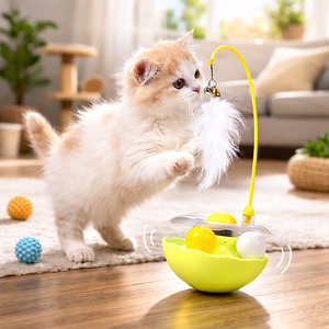 Juguete interactivo para gatos al por mayor con plumas y bolas de hierba gatera, varita de juguete ecológica y extraíble para autoentretenimiento de mascotas - Product Image 1