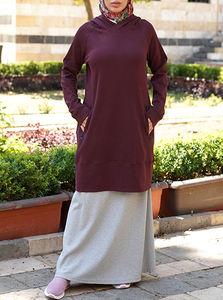 Borong Pukal Jahit Pukal Kilang OEM Casual Autumn Muslimah Hoodie Set Cotton Labuh Aurat Breathable Wholesale Quality Control - Product Image 2