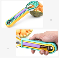 Professionele Dual Head Meloen Baller Schep Met Zaadverwijderaar Antislip Handvat Fruitgroentesnijwerk 3 In 1 Fruitsnijgereedschap