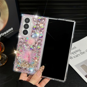 Funda de Lujo con Purpurina y Diamantes en Forma de Flor para Samsung Z Fold 7 6 5, Envío Gratis, Accesorios para Móviles Flip 7 - Product Image 1
