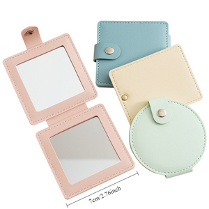 PU Leather Folding Makeup Mirror Portable Double-sided Pocket Mirror for Travel and Daily Use,Compact Mirror for Daily Makeup
