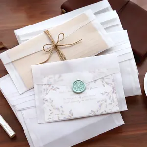 グラシン封筒小さな白いギフト紙封筒透明なカスタマイズされた封筒結婚式の卸売