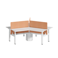 Mesa de dos personas ajustable en altura eléctrica Mesa elevadora ergonómica de oficina con escritorio de pie de pantalla