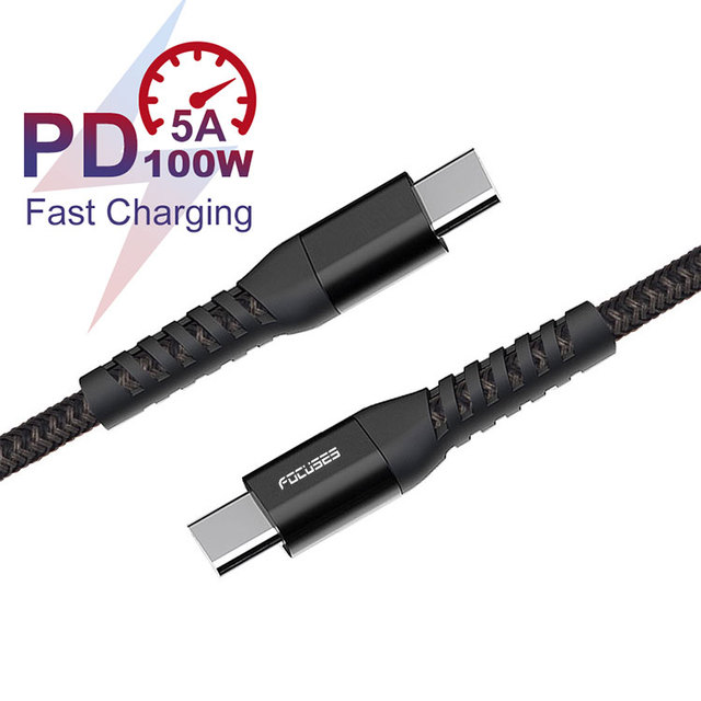 Nylon Braided USB Type C Cable 5A 100W E-Marker PD QC4.0 Fast Charging Cord Charger for Samsung Galaxy USB c to c Data Cable
