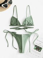 Vente en gros de bikinis noirs unis personnalisés Micro string extrême 2 pièces vêtements de plage maillots de bain