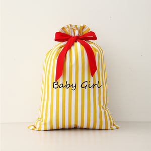 Personnalisable Broderie Nom Rayures Cadeau Père Noël Sacs <span class=keywords><strong>Toile</strong></span> avec Velours Noeud Ruban Sac de Noël - Product Image 4
