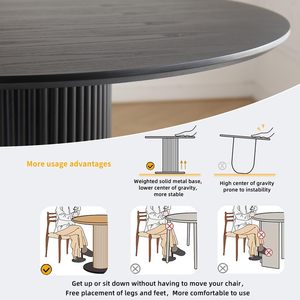 Mesa redonda creativa de madera maciza negra, mesa de comedor moderna y minimalista para el hogar, mueble decorativo de alta calidad. - Product Image 3