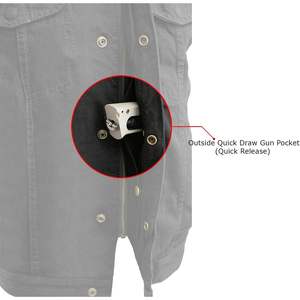 2025 cuero MDM3000 chaleco 'brute' para hombre oculto Snap negro Denim Club estilo con cremallera oculta - Product Image 6