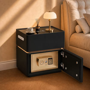 Modern Smart Nightstand Three Drawer Bedside Cabinet Fingerprint Lock <b>LED</b> <b>Bed</b> Table for bedroom - Product Image 2
