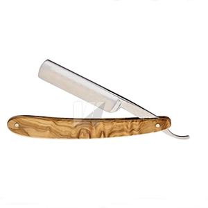 Rasoir droit en acier inoxydable de haute qualité personnalisable lame remplaçable manche en bois d'olivier Bikini rasage personnalisé personnalisé - Product Image 4