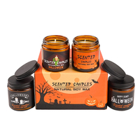 Ensemble de bougies parfumées d'Halloween, 4 x 100g, boîte-cadeau en verre, parfum personnalisé, décoration d'ambiance effrayante pour la maison, aromathérapie