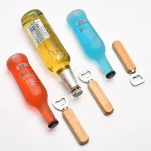 Gift Promotion Advertise Wooden Logo Wood Handle Stainless Steel Lid Opener A Bottle Opener With A Wooden Handle