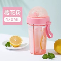 Bouteille d'eau en plastique écologique de 420-600 ml avec poignée et paille séparée pour enfants et adultes, idéale pour la gym, le fitness et les sports.