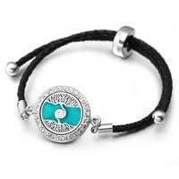 Bracelet diffuseur d'huiles essentielles en acier inoxydable à motif personnalisé, bracelet en cuir réglable pour femmes, bijoux avec locket