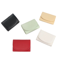 Dompet Wanita Mini Kulit Asli Motif Permen dengan Kancing Penutup, Tas Selempang Pendek & Tempat Kartu & Lipstik untuk Wanita