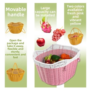 Household Luxury PP Rattan Woven Oval Portable <b>Foldable</b> Moisture-Proof Hand-Held Shopping <b>Basket</b> Fruit Vegetables - Product Image 2