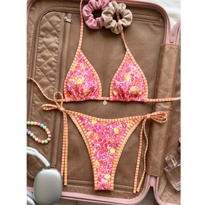 Ensemble <span class=keywords><strong>de</strong></span> bikini sexy personnalisé pour femme, haut triangle à nouer sur les côtés, imprimé, maillot <span class=keywords><strong>de</strong></span> <span class=keywords><strong>bain</strong></span> deux pièces, style brésilien - Product Image 2