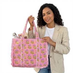 Sac fourre-tout matelassé en coton pur de qualité supérieure, avec logo personnalisé imprimé, réutilisable, pour courses, à porter à l'épaule, unisexe - Product Image 1