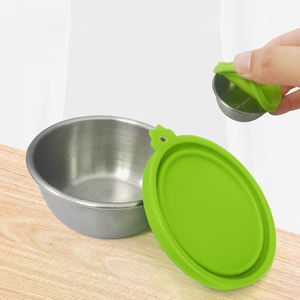 En gros S021 Mini assiettes à sauce réutilisables anti-fuite avec couvercle en silicone et en acier inoxydable pour assaisonnement et trempage - Product Image 3