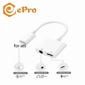 EPro <span class=keywords><strong>para</strong></span> iPhone 8 Dongle de <span class=keywords><strong>Audio</strong></span> de 3,5mm 2 en 1 <span class=keywords><strong>Adaptador</strong></span> de auriculares <span class=keywords><strong>divisor</strong></span> <span class=keywords><strong>para</strong></span> música <span class=keywords><strong>y</strong></span> de <span class=keywords><strong>carga</strong></span> <span class=keywords><strong>para</strong></span> iphone - Product Image 1