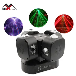 200W Four Head 3IN1 Rotating Laser Light Ball Lamp Full Color Beam Red&Green Laser Stage Light Party DJ Disco Imported Beads