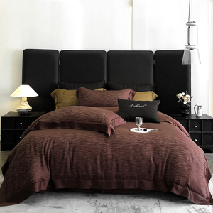 Juego <span class=keywords><strong>de</strong></span> Ropa <span class=keywords><strong>de</strong></span> Cama Jacquard Sólido Directo <span class=keywords><strong>de</strong></span> Fábrica, 4 Piezas, con Ribete <span class=keywords><strong>de</strong></span> Satén, Sábanas Sedosas y Frescas para Hoteles Boutique, Bodas, Venta al Por Mayor - Product Image 2