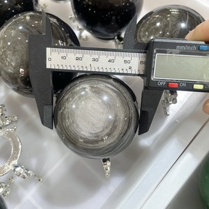 热销雕刻天然银光黑曜石球疗愈水晶风水球家居装饰 - Product Image 5