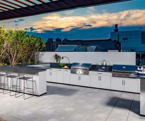 Modern Wooden I-Shaped Outdoor BBQ Kitchen Cabinet Set for Supermarket Dining Apartment Mall Wine Cellar Hospital Villa - Product Image 3