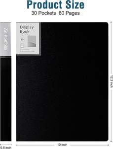 Porte-documents avec pochettes en plastique 9"x12" noir, pour l'affichage d'œuvres d'art, 30 pochettes, capacité de 60 pages - Product Image 5