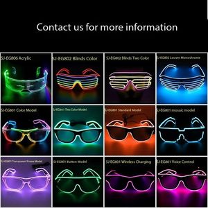 Gafas de luz Led de transparencia inalámbrica que brillan en la oscuridad gafas de neón Rave para fiesta Rave EDM Halloween Navidad con cable - Product Image 5