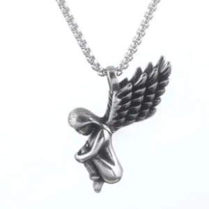 สร้อยคอหรูหราสำหรับผู้ชายพร้อมจี้รูปกางเขนกุหลาบ ดีไซน์หรูหราเบาๆ ทำจากไทเทเนียมสตีล รูปทรงดาบ ไม่ลอก ไม่ดำ เครื่องประดับสแตนเลสชุบเคลือบเงา - Product Image 5