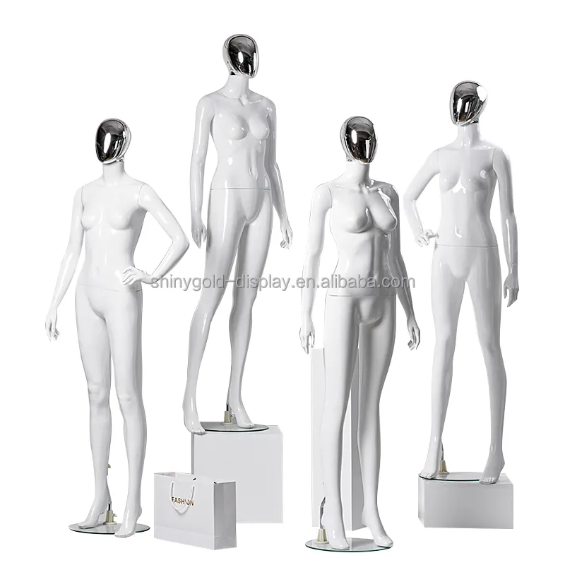 Gold Chrome Mannequin Head Fiberglass White Modern Shop Display Clothing Women Full Body Plastic Mannequin Female for Clothes