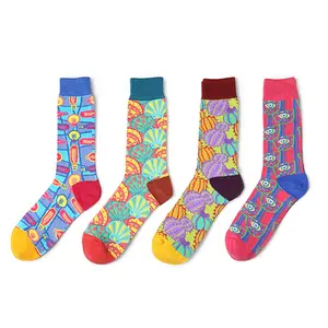 Wholesale custom rainbow socks hip hop Street comfortable breathable men's cotton stockings