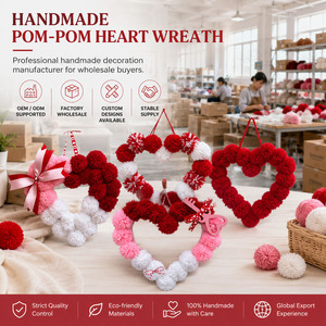 Guirlande en forme de cœur en gros pour décoration de mariage, guirlande pompons DIY pour la Saint-Valentin, décoration suspendue en peluche pour intérieur, cadeau - Product Image 6