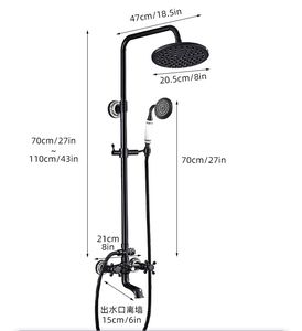 Ensemble <span class=keywords><strong>de</strong></span> <span class=keywords><strong>douche</strong></span> européen noir en laiton à double poignée avec pommeau <span class=keywords><strong>de</strong></span> <span class=keywords><strong>douche</strong></span> à pression contrôlée, <span class=keywords><strong>barre</strong></span> coulissante, vanne en céramique polie et jet doux pour appartement - Product Image 6
