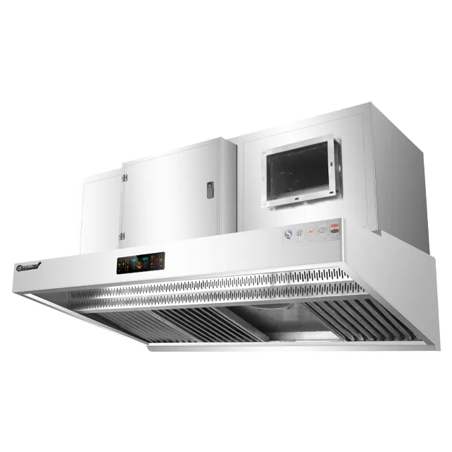 Système de hotte sans vent en acier inoxydable 201, hotte de cuisinière pour cheminée électrique à tirage descendant, hotte d'échappement commerciale