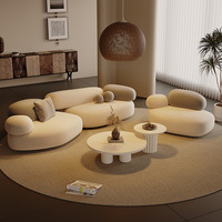 Ensemble Canapé Modulable GEDO Crème Galet, Carré en Tissu Créatif pour Salon de Coiffure ou Réception