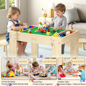 Table d'activités multifonctionnelle en bois pour enfants, table robuste pour blocs de construction avec rangement pour les tout-petits - Product Image 6