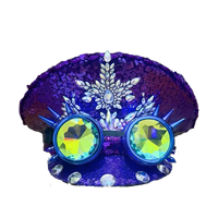 Chapeaux de Capitaine Steampunk Personnalisés en Gros (3 MOQ) avec Paillettes et Strass, Style Luxe Unisexe pour le Burning Man, la Plage et les Fêtes en Extérieur