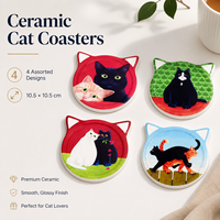 Sous-verres pour amoureux des chats, cadeau amusant en céramique imprimé UV, résistant à la chaleur, antidérapant, accessoires de décoration mignons pour la maison et la cuisine